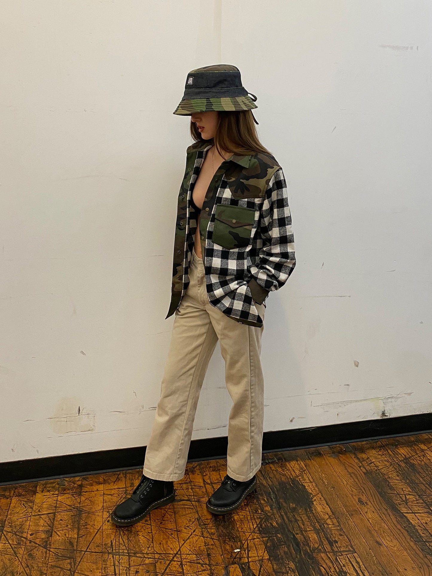 Western Shirt in Black Checked Flannel and Camo - RUN THE STREETS COLLABORATIVE