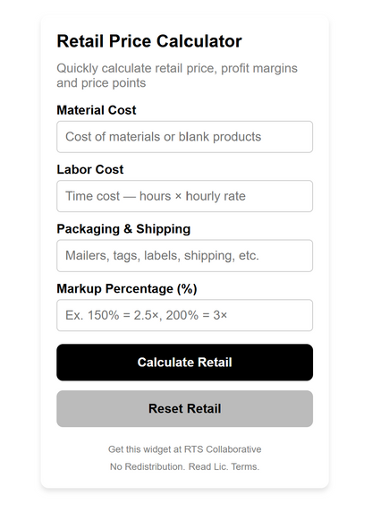 Retail Price Calculator Widget Plugin