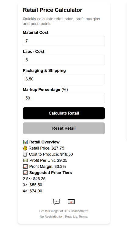 Retail Price Calculator Widget Plugin