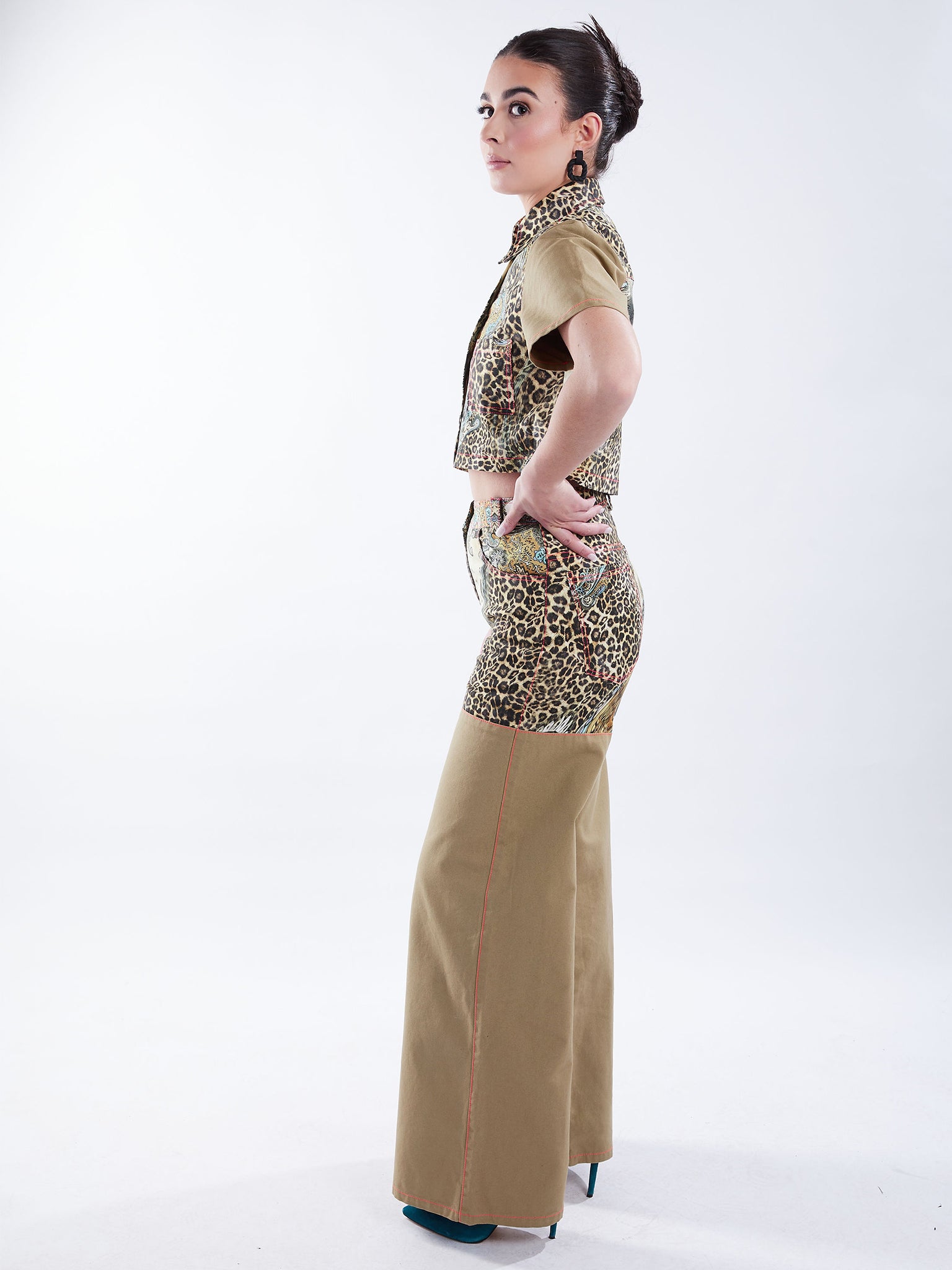 Wide Leg Pant in Tan and Leopard Paisley - RUN THE STREETS COLLABORATIVE