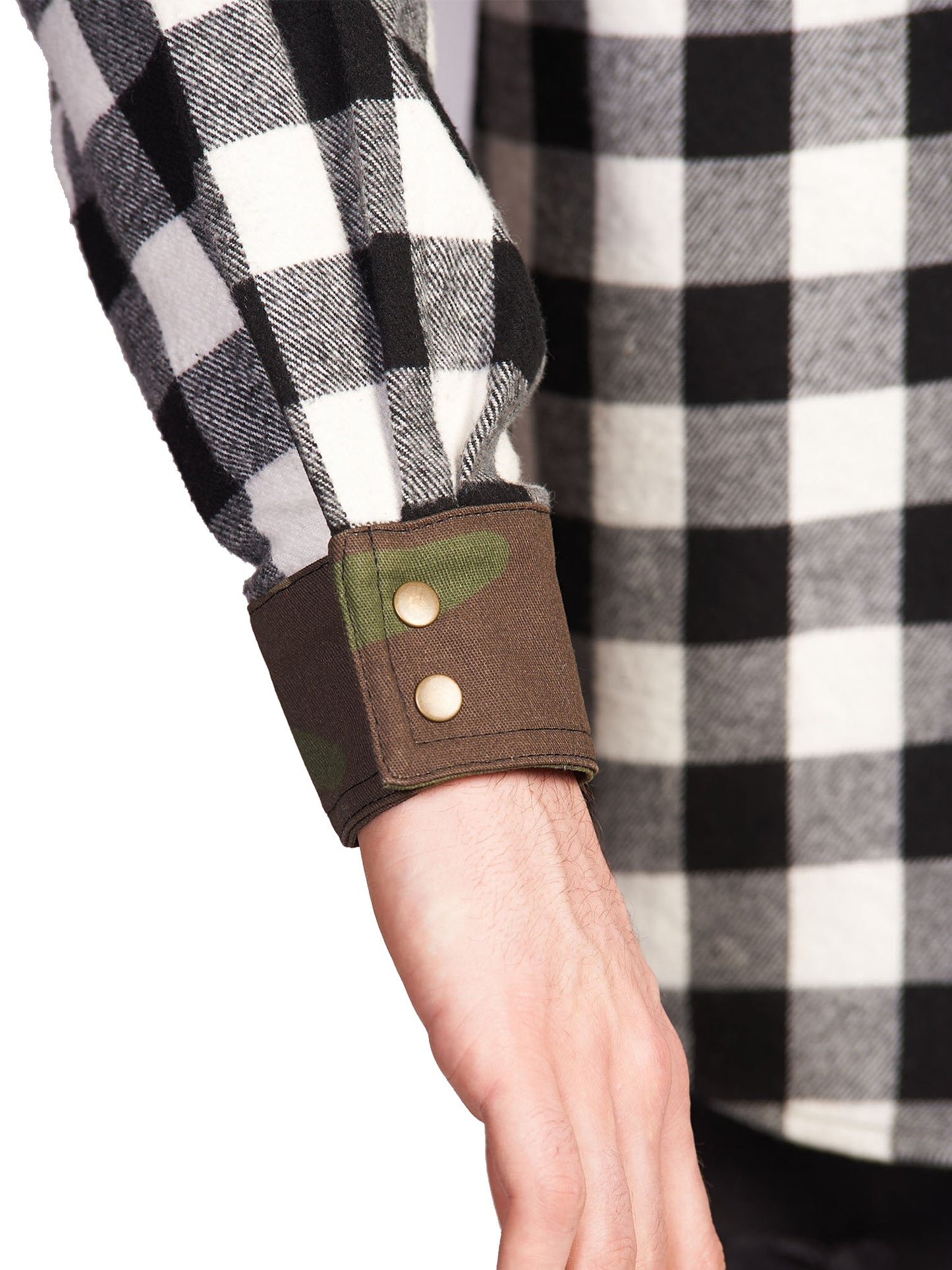 Western Shirt in Black Checked Flannel and Camo - RUN THE STREETS COLLABORATIVE