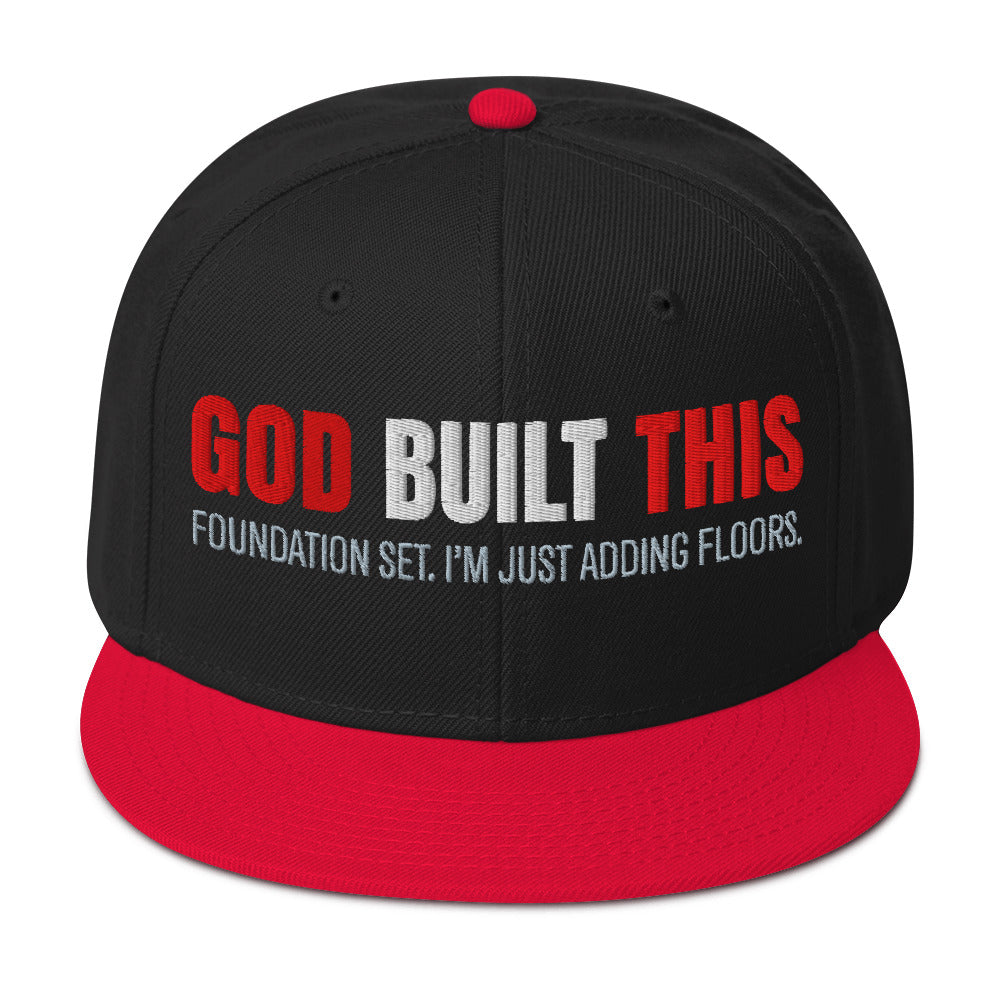 GOD BUILT THIS Red-Black Snapback Hat