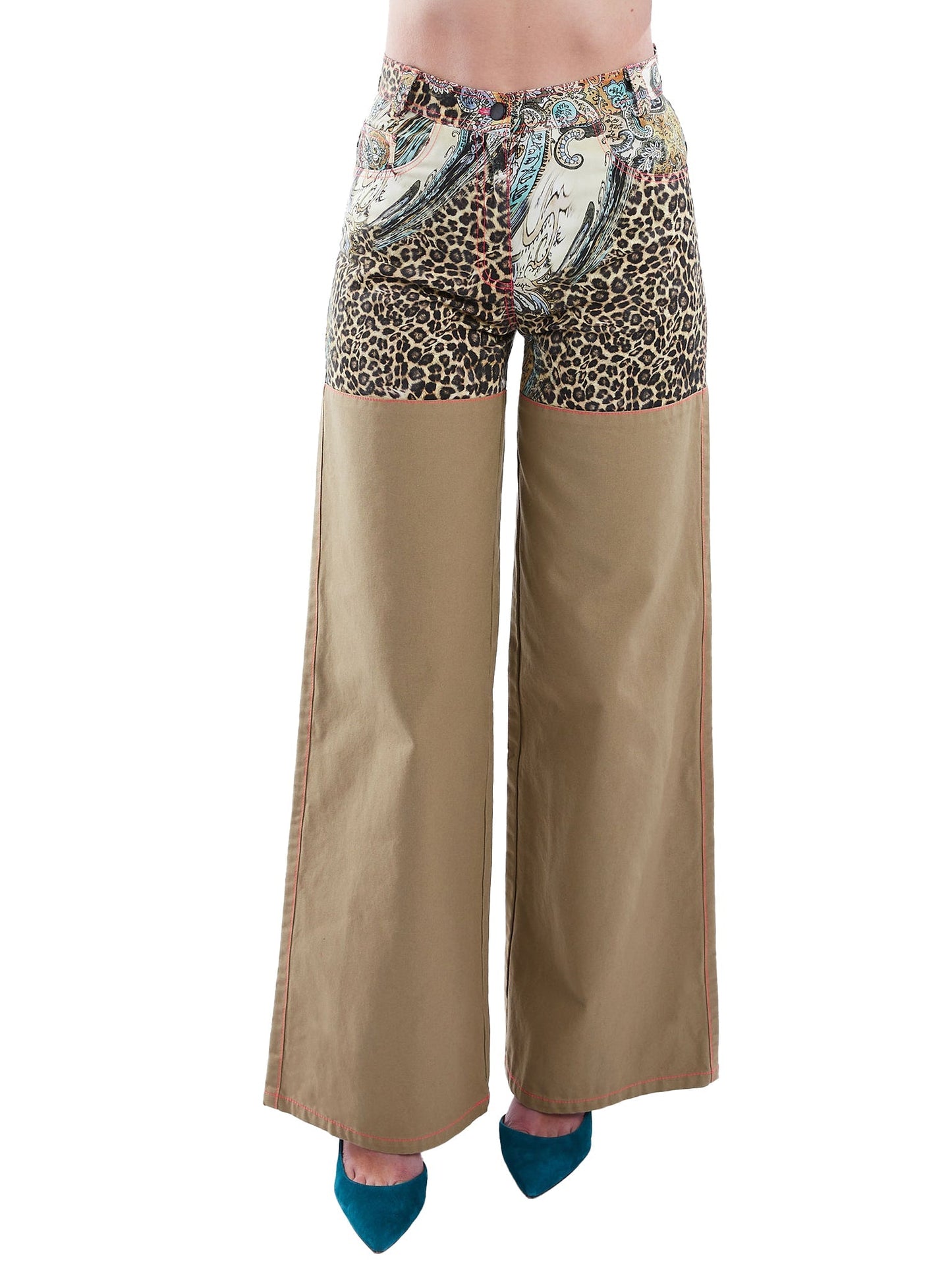 Wide Leg Pant in Tan and Leopard Paisley - RUN THE STREETS COLLABORATIVE