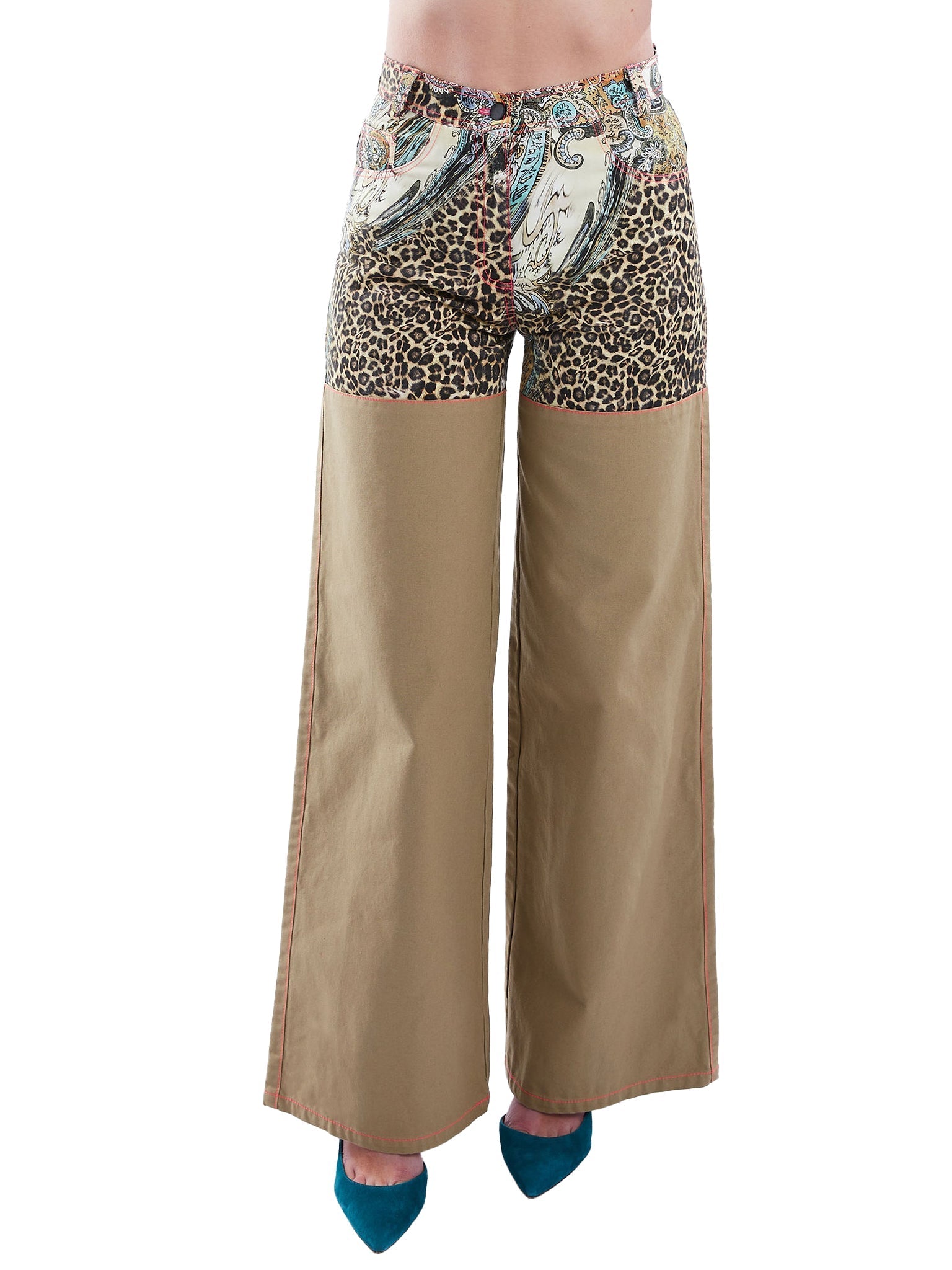 Wide Leg Pant in Tan and Leopard Paisley - RUN THE STREETS COLLABORATIVE