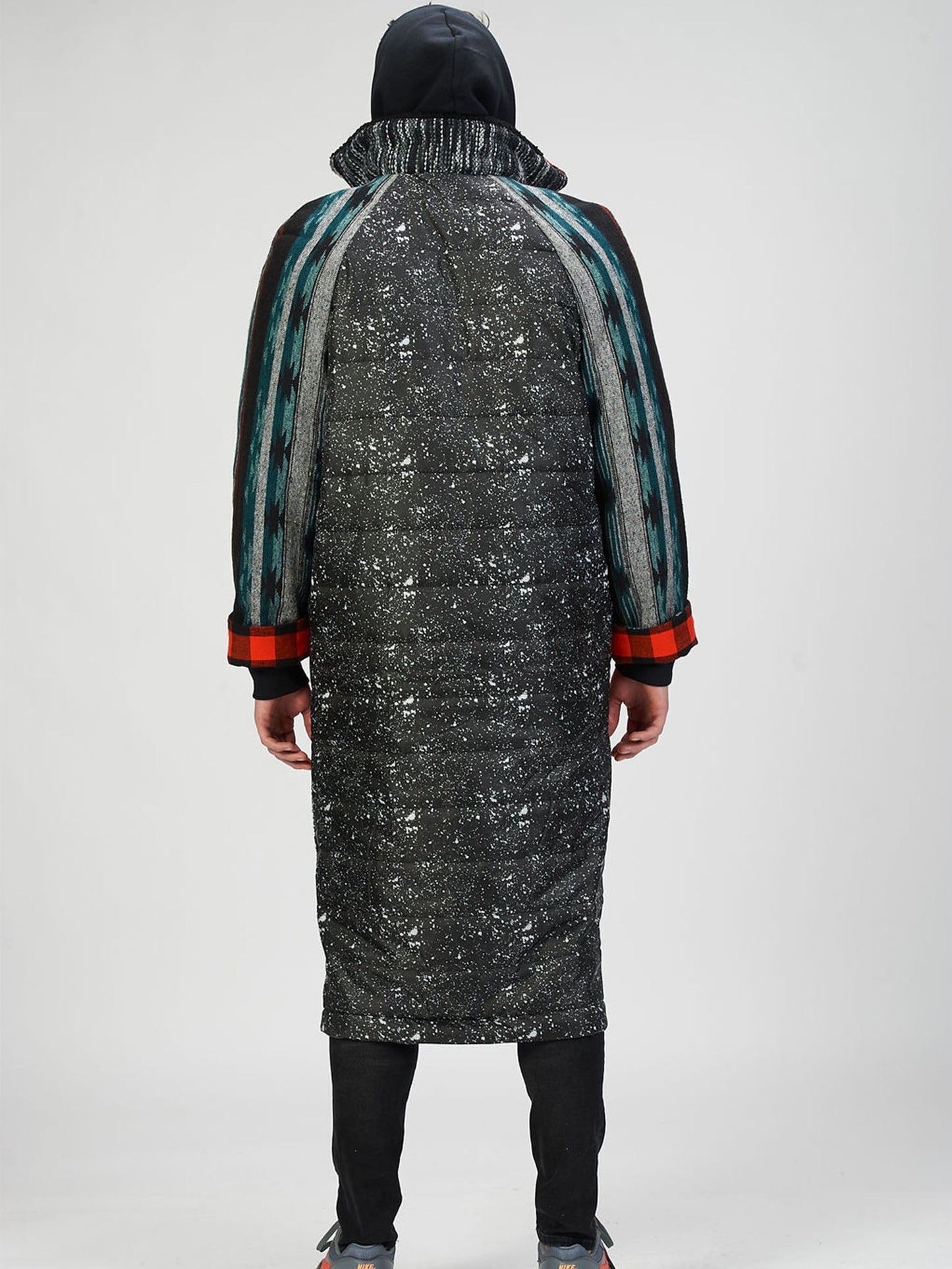 Trench Coat in Wool and Patchwork - RUN THE STREETS COLLABORATIVE