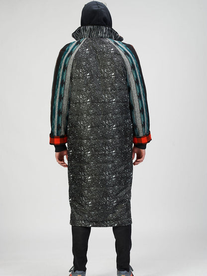 Trench Coat in Wool and Patchwork - RUN THE STREETS COLLABORATIVE
