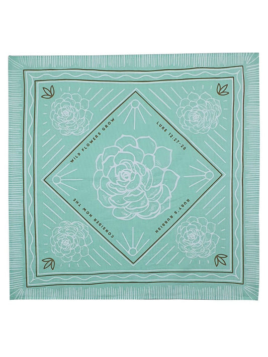 Wildflower Skies 003 | Light Blue Bandana | Ruby's Rubbish - RUN THE STREETS COLLABORATIVE